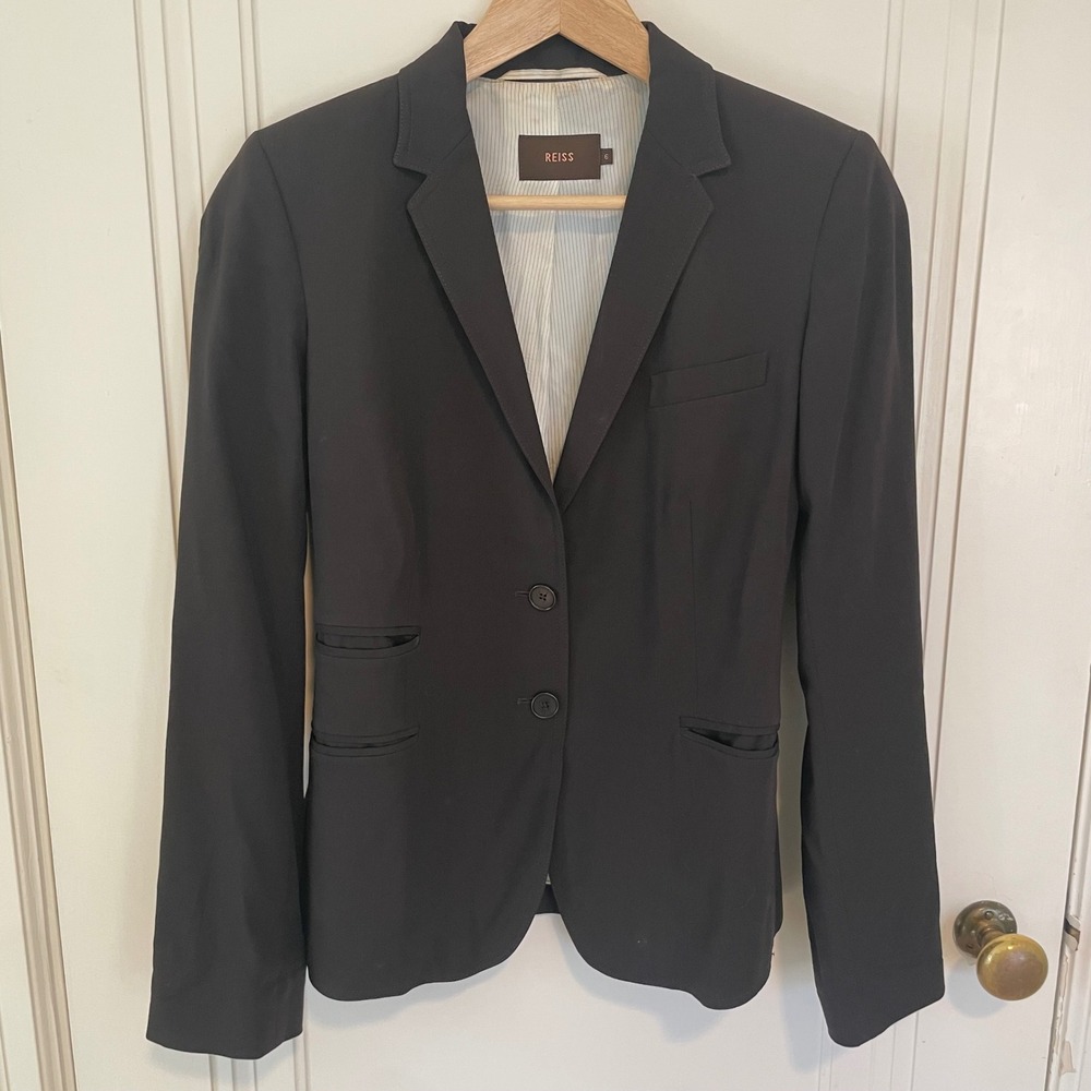 Reiss Womens Wool Blend Tailored Blazer Jacket Size‎ 6 Deep Brown